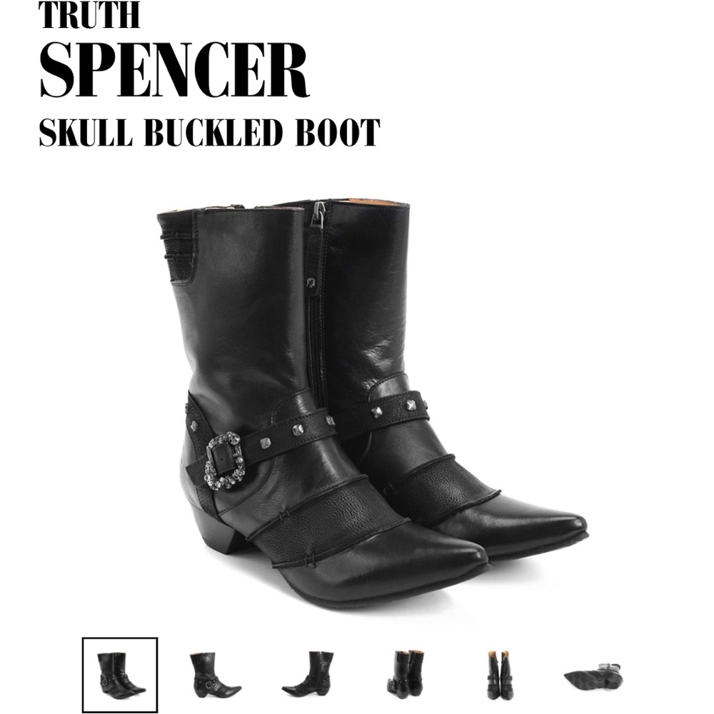 FLUEVOG SPENCER SKULL BUCKLED BOOT 7.5